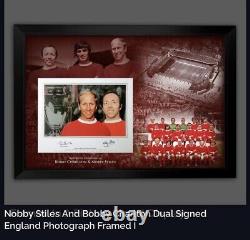 Bobby Charlton & Nobby Stiles Dual Signed And Framed Manchester United Photo 125
