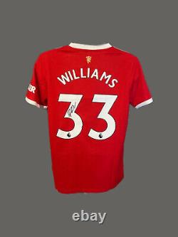 Brandon Williams Signed 21/22 Manchester United Football Shirt Photo Proof COA