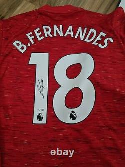 Bruno Fernandes Back Signed Manchester United 2020-21 Home Shirt Large