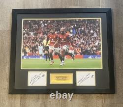 Bruno Fernandes & Bryan Mbuemo Signed & Framed Manchester United Display