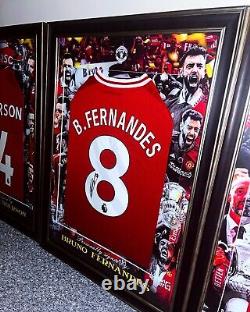 Bruno Fernandes Hand Signed And Framed Manchester United Shirt EXACT VIDEO PROOF