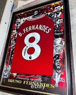 Bruno Fernandes Hand Signed And Framed Manchester United Shirt EXACT VIDEO PROOF