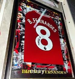 Bruno Fernandes Hand Signed And Framed Manchester United Shirt EXACT VIDEO PROOF