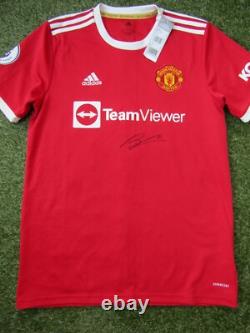 Bruno Fernandes Hand Signed Manchester United Home Football Shirt Autograph