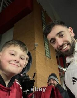Bruno Fernandes Manchester United Hand Signed Portugal Shirt On the Number