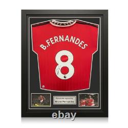 Bruno Fernandes Signed Manchester United 2022-23 Football Shirt. Standard Frame