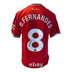 Bruno Fernandes Signed Manchester United Home Shirt With Coa And Photo Proof Bruno Fernandes Signed Manchester United Home Shirt With Coa And Photo Proof