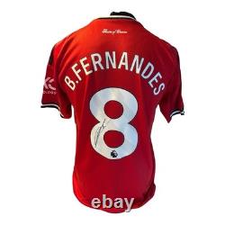 Bruno Fernandes Signed Manchester United Home Shirt With Coa And Photo Proof Bruno Fernandes Signed Manchester United Home Shirt With Coa And Photo Proof