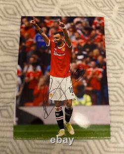 Bruno Fernandes Signed Manchester United Premier League 12x8 Photo Exact Proof
