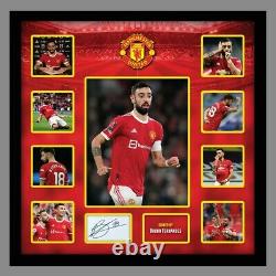 Bruno Fernandes Signed Manchester United framed picture Portugal COA Guarantee