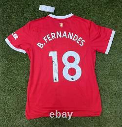 Bruno Fernandes -hand Signed Manchester United Home Shirt Coa Exact Proof