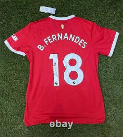 Bruno Fernandes -hand Signed Manchester United Home Shirt Coa Exact Proof