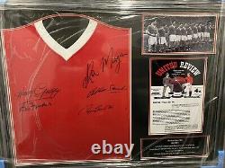 Busby Babes Manchester United 1958 Retro Shirt Hand Signed X5 Players Inc Coa
