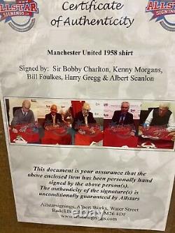 Busby Babes Manchester United 1958 Retro Shirt Hand Signed X5 Players Inc Coa