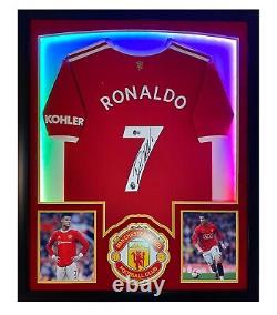 CRISTIANO RONALDO Autographed Framed MANCHESTER UNITED Signed Jersey LED BECKETT