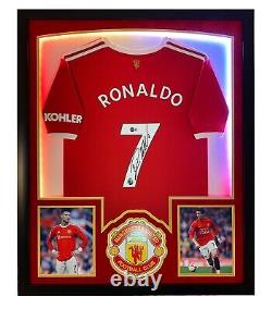 CRISTIANO RONALDO Autographed Framed MANCHESTER UNITED Signed Jersey LED BECKETT