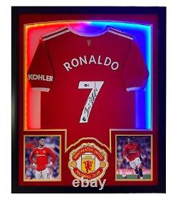 CRISTIANO RONALDO Autographed Framed MANCHESTER UNITED Signed Jersey LED BECKETT