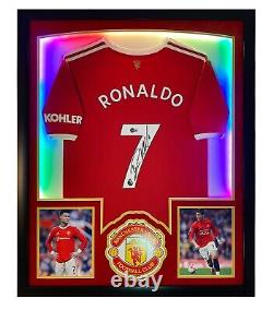 CRISTIANO RONALDO Autographed Framed MANCHESTER UNITED Signed Jersey LED BECKETT