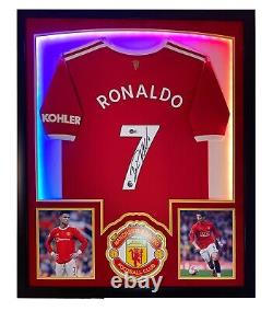 CRISTIANO RONALDO Autographed Framed MANCHESTER UNITED Signed Jersey LED BECKETT