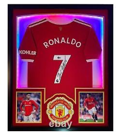 CRISTIANO RONALDO Autographed Framed MANCHESTER UNITED Signed Jersey LED BECKETT