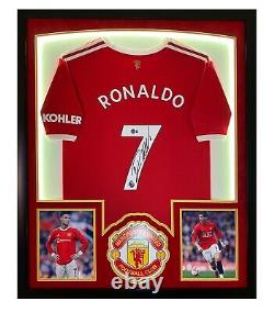 CRISTIANO RONALDO Autographed Framed MANCHESTER UNITED Signed Jersey LED BECKETT