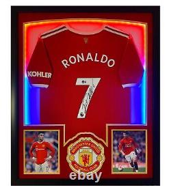 CRISTIANO RONALDO Autographed Framed MANCHESTER UNITED Signed Jersey LED BECKETT