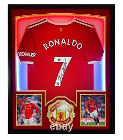 CRISTIANO RONALDO Autographed Framed MANCHESTER UNITED Signed Jersey LED BECKETT