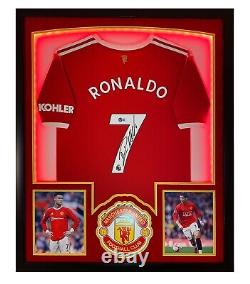 CRISTIANO RONALDO Autographed Framed MANCHESTER UNITED Signed Jersey LED BECKETT