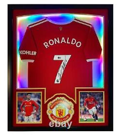 CRISTIANO RONALDO Autographed Framed MANCHESTER UNITED Signed Jersey LED BECKETT