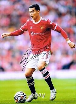 CRISTIANO RONALDO MANCHESTER UNITED HAND SIGNED PHOTO AUTHENTIC + COA 16x12