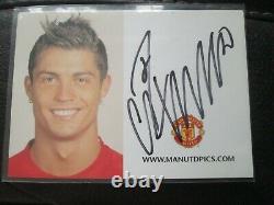 Cristiano Ronaldo 2007-08 Manchester United Signed Football Photo Club Card coa