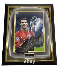 Cristiano Ronaldo Manchester United Signed Football Boot Autograph Dome Frame