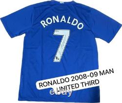 Cristiano Ronaldo Signed Manchester United 3rds 2008-2009 Jersey Beckett Coa