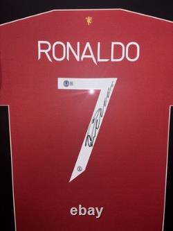 Cristiano Ronaldo Signed and Framed Manchester United Shirt Beckett New QR COA