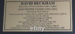 DAVID BECKHAM Autograph Signed GOLD Jersey Manchester United Plaque FRAMED COA