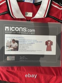 David Beckham Signed Manchester United Shirt 1999 ICONS COA