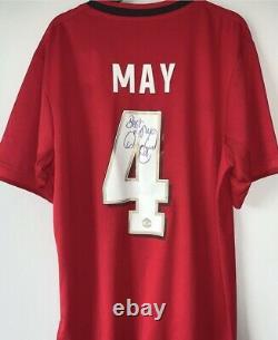 David May Signed 2019/20 Treble Reunion, Manchester United Vs Bayern Shirt COA