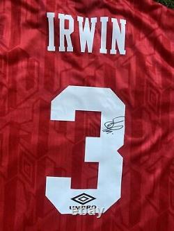 Dennis Irwin SIGNED Manchester United Shirt 1992-1993 COA