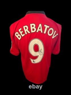 Dimitar Berbatov Manchester United 2009-10 Hand Signed Retro Home Shirt