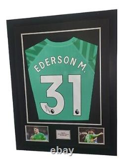 Ederson Manchester City Goalkeeper 2023/24 Premier League Signed Framed Shirt