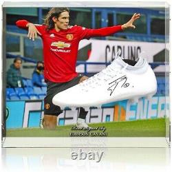 Edinson Cavani Hand Signed Manchester United Football Boot Large Display COA