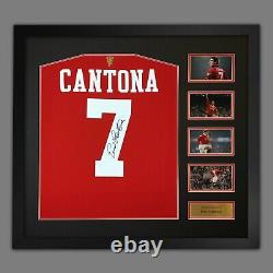Eric Cantona Hand Signed Manchester Football Shirt In Framed Presentation