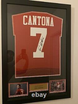 Eric Cantona Hand Signed Manchester United Football Shirt Framed Coa