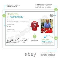 Eric Cantona Signed 1996 Manchester United Shirt. Framed