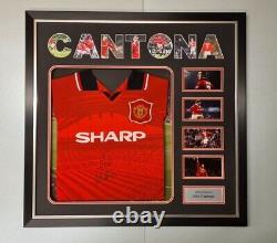 Eric Cantona Signed 94/96 Manchester United Shirt In A LED Light Frame £399