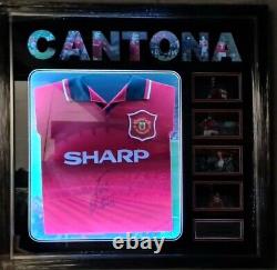 Eric Cantona Signed 94/96 Manchester United Shirt In A LED Light Frame £399