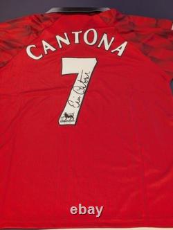 Eric Cantona Signed Man United 1996-97 football shirt MEDIUM PRINTED AUTOGRAPH