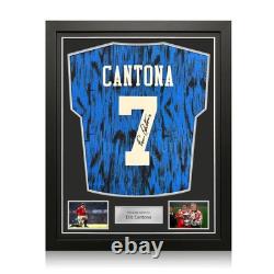 Eric Cantona Signed Manchester United 1992-93 Away Football Shirt. Framed