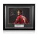 Eric Cantona Signed Manchester United Football Photo. Deluxe Frame