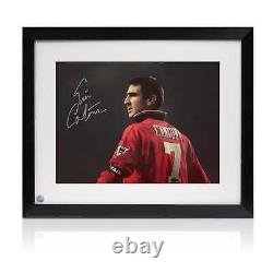 Eric Cantona Signed Manchester United Football Photo. Framed